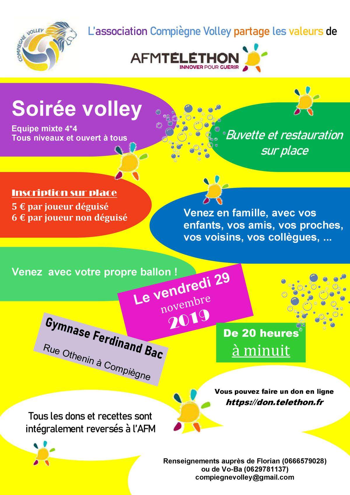 Actualité - Soirée Téléthon !!!! - Club Volley-ball Compiègne Volley 